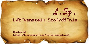 Lövenstein Szofrónia névjegykártya